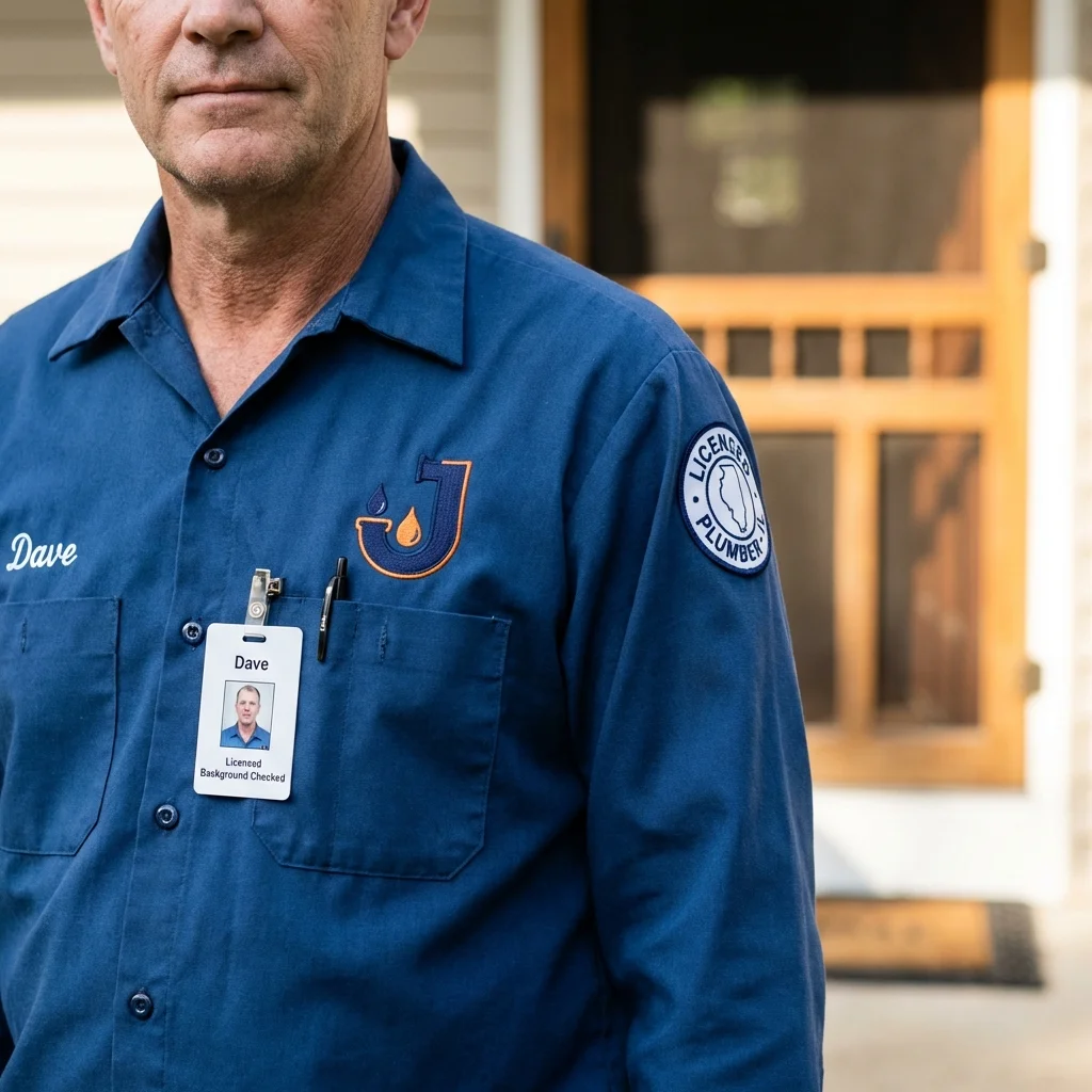 Licensed plumber showing ID badge in Conrad, IA